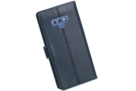 BAOHU Zakelijke Book Case Telefoonhoesje Geschikt voor de Samsung Galaxy Note 9 - Portemonnee Hoesje - Pasjeshouder Wallet Case - Blauw