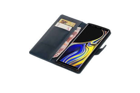 BAOHU Zakelijke Book Case Telefoonhoesje Geschikt voor de Samsung Galaxy Note 9 - Portemonnee Hoesje - Pasjeshouder Wallet Case - Blauw