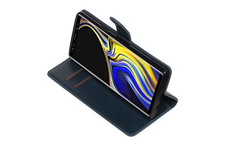 BAOHU Zakelijke Book Case Telefoonhoesje Geschikt voor de Samsung Galaxy Note 9 - Portemonnee Hoesje - Pasjeshouder Wallet Case - Blauw