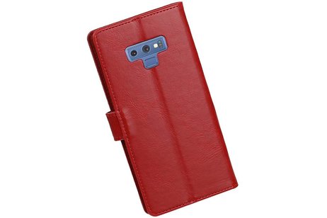 BAOHU Zakelijke Book Case Telefoonhoesje Geschikt voor de Samsung Galaxy Note 9 - Portemonnee Hoesje - Pasjeshouder Wallet Case - Rood