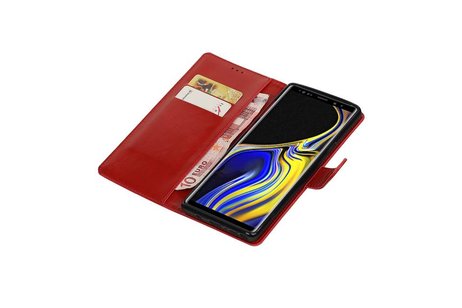 BAOHU Zakelijke Book Case Telefoonhoesje Geschikt voor de Samsung Galaxy Note 9 - Portemonnee Hoesje - Pasjeshouder Wallet Case - Rood