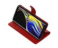 BAOHU Zakelijke Book Case Telefoonhoesje Geschikt voor de Samsung Galaxy Note 9 - Portemonnee Hoesje - Pasjeshouder Wallet Case - Rood