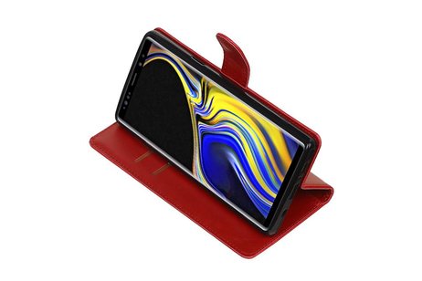 BAOHU Zakelijke Book Case Telefoonhoesje Geschikt voor de Samsung Galaxy Note 9 - Portemonnee Hoesje - Pasjeshouder Wallet Case - Rood