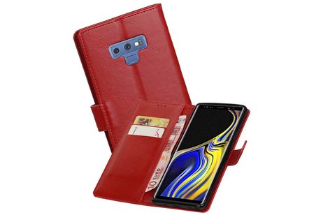 BAOHU Zakelijke Book Case Telefoonhoesje Geschikt voor de Samsung Galaxy Note 9 - Portemonnee Hoesje - Pasjeshouder Wallet Case - Rood
