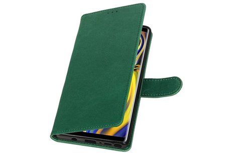 BAOHU Zakelijke Book Case Telefoonhoesje Geschikt voor de Samsung Galaxy Note 9 - Portemonnee Hoesje - Pasjeshouder Wallet Case - Groen