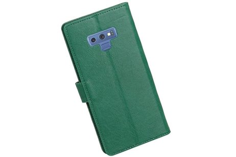 BAOHU Zakelijke Book Case Telefoonhoesje Geschikt voor de Samsung Galaxy Note 9 - Portemonnee Hoesje - Pasjeshouder Wallet Case - Groen