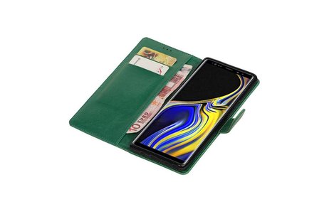 BAOHU Zakelijke Book Case Telefoonhoesje Geschikt voor de Samsung Galaxy Note 9 - Portemonnee Hoesje - Pasjeshouder Wallet Case - Groen