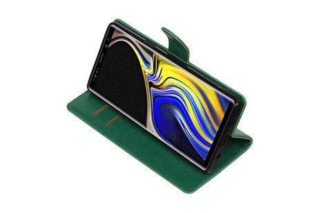 BAOHU Zakelijke Book Case Telefoonhoesje Geschikt voor de Samsung Galaxy Note 9 - Portemonnee Hoesje - Pasjeshouder Wallet Case - Groen