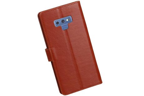 BAOHU Zakelijke Book Case Telefoonhoesje Geschikt voor de Samsung Galaxy Note 9 - Portemonnee Hoesje - Pasjeshouder Wallet Case - Bruin