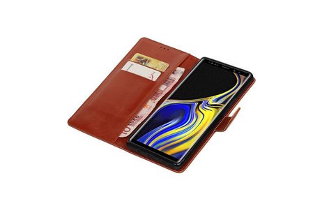 BAOHU Zakelijke Book Case Telefoonhoesje Geschikt voor de Samsung Galaxy Note 9 - Portemonnee Hoesje - Pasjeshouder Wallet Case - Bruin