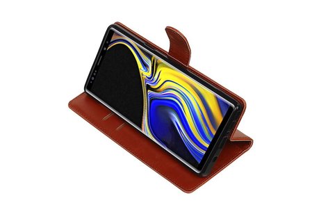 BAOHU Zakelijke Book Case Telefoonhoesje Geschikt voor de Samsung Galaxy Note 9 - Portemonnee Hoesje - Pasjeshouder Wallet Case - Bruin
