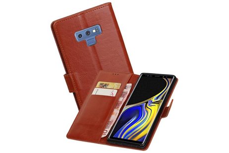 BAOHU Zakelijke Book Case Telefoonhoesje Geschikt voor de Samsung Galaxy Note 9 - Portemonnee Hoesje - Pasjeshouder Wallet Case - Bruin