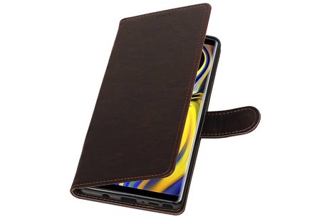 BAOHU Zakelijke Book Case Telefoonhoesje Geschikt voor de Samsung Galaxy Note 9 - Portemonnee Hoesje - Pasjeshouder Wallet Case - Mocca