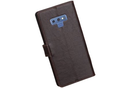 BAOHU Zakelijke Book Case Telefoonhoesje Geschikt voor de Samsung Galaxy Note 9 - Portemonnee Hoesje - Pasjeshouder Wallet Case - Mocca