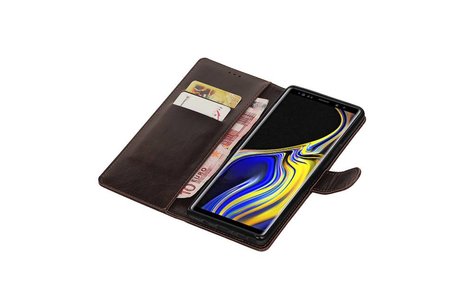 BAOHU Zakelijke Book Case Telefoonhoesje Geschikt voor de Samsung Galaxy Note 9 - Portemonnee Hoesje - Pasjeshouder Wallet Case - Mocca