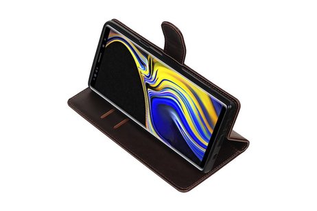 BAOHU Zakelijke Book Case Telefoonhoesje Geschikt voor de Samsung Galaxy Note 9 - Portemonnee Hoesje - Pasjeshouder Wallet Case - Mocca