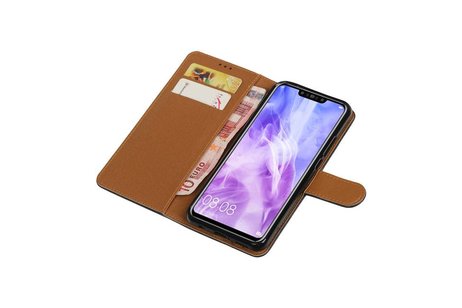 BAOHU Zakelijke Book Case Telefoonhoesje Geschikt voor de Huawei Nova 3 - Portemonnee Hoesje - Pasjeshouder Wallet Case - Zwart
