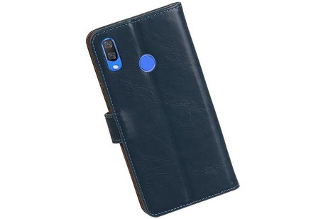 BAOHU Zakelijke Book Case Telefoonhoesje Geschikt voor de Huawei Nova 3 - Portemonnee Hoesje - Pasjeshouder Wallet Case - Blauw