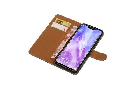 BAOHU Zakelijke Book Case Telefoonhoesje Geschikt voor de Huawei Nova 3 - Portemonnee Hoesje - Pasjeshouder Wallet Case - Blauw