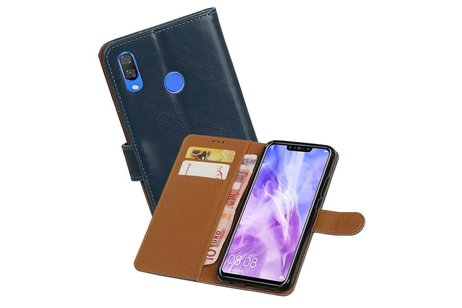 BAOHU Zakelijke Book Case Telefoonhoesje Geschikt voor de Huawei Nova 3 - Portemonnee Hoesje - Pasjeshouder Wallet Case - Blauw