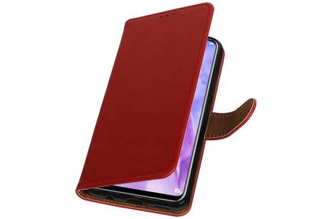 BAOHU Zakelijke Book Case Telefoonhoesje Geschikt voor de Huawei Nova 3 - Portemonnee Hoesje - Pasjeshouder Wallet Case - Rood