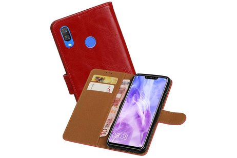 BAOHU Zakelijke Book Case Telefoonhoesje Geschikt voor de Huawei Nova 3 - Portemonnee Hoesje - Pasjeshouder Wallet Case - Rood