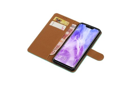 BAOHU Zakelijke Book Case Telefoonhoesje Geschikt voor de Huawei Nova 3 - Portemonnee Hoesje - Pasjeshouder Wallet Case - Groen