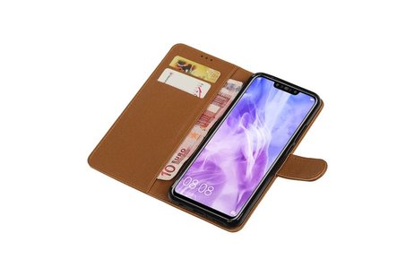 BAOHU Zakelijke Book Case Telefoonhoesje Geschikt voor de Huawei Nova 3 - Portemonnee Hoesje - Pasjeshouder Wallet Case - Bruin