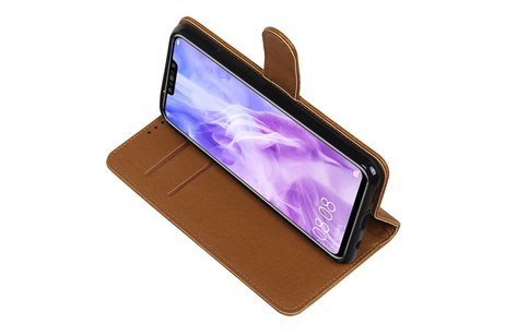 BAOHU Zakelijke Book Case Telefoonhoesje Geschikt voor de Huawei Nova 3 - Portemonnee Hoesje - Pasjeshouder Wallet Case - Bruin