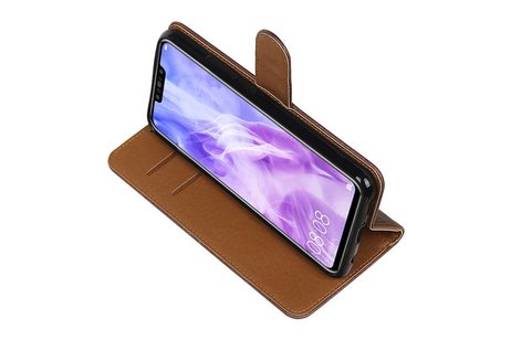 BAOHU Zakelijke Book Case Telefoonhoesje Geschikt voor de Huawei Nova 3 - Portemonnee Hoesje - Pasjeshouder Wallet Case - Mocca
