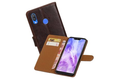 BAOHU Zakelijke Book Case Telefoonhoesje Geschikt voor de Huawei Nova 3 - Portemonnee Hoesje - Pasjeshouder Wallet Case - Mocca