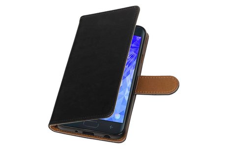 BAOHU Zakelijke Book Case Telefoonhoesje Geschikt voor de Samsung Galaxy J7 (2018) - Portemonnee Hoesje - Pasjeshouder Wallet Case - Zwart