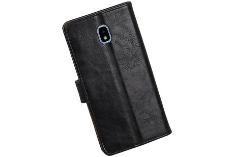 BAOHU Zakelijke Book Case Telefoonhoesje Geschikt voor de Samsung Galaxy J7 (2018) - Portemonnee Hoesje - Pasjeshouder Wallet Case - Zwart