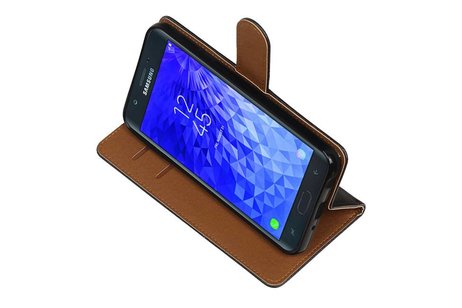 BAOHU Zakelijke Book Case Telefoonhoesje Geschikt voor de Samsung Galaxy J7 (2018) - Portemonnee Hoesje - Pasjeshouder Wallet Case - Zwart