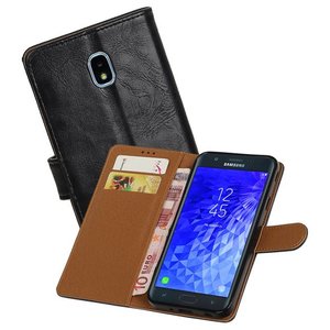 BAOHU Zakelijke Book Case Telefoonhoesje Geschikt voor de Samsung Galaxy J7 (2018) - Portemonnee Hoesje - Pasjeshouder Wallet Case - Zwart