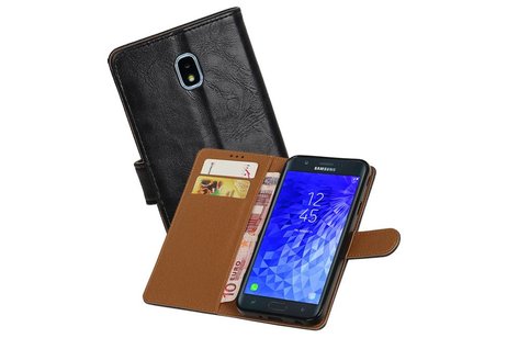 BAOHU Zakelijke Book Case Telefoonhoesje Geschikt voor de Samsung Galaxy J7 (2018) - Portemonnee Hoesje - Pasjeshouder Wallet Case - Zwart
