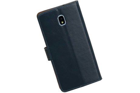BAOHU Zakelijke Book Case Telefoonhoesje Geschikt voor de Samsung Galaxy J7 (2018) - Portemonnee Hoesje - Pasjeshouder Wallet Case - Blauw