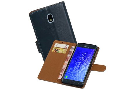 BAOHU Zakelijke Book Case Telefoonhoesje Geschikt voor de Samsung Galaxy J7 (2018) - Portemonnee Hoesje - Pasjeshouder Wallet Case - Blauw