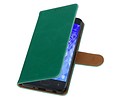 BAOHU Zakelijke Book Case Telefoonhoesje Geschikt voor de Samsung Galaxy J7 (2018) - Portemonnee Hoesje - Pasjeshouder Wallet Case - Groen