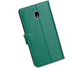 BAOHU Zakelijke Book Case Telefoonhoesje Geschikt voor de Samsung Galaxy J7 (2018) - Portemonnee Hoesje - Pasjeshouder Wallet Case - Groen