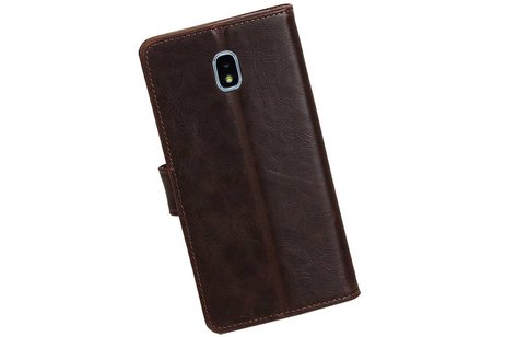 BAOHU Zakelijke Book Case Telefoonhoesje Geschikt voor de Samsung Galaxy J7 (2018) - Portemonnee Hoesje - Pasjeshouder Wallet Case - Mocca