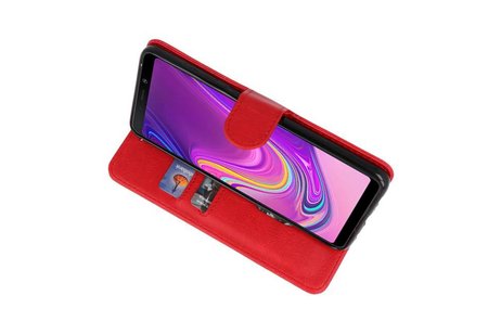 Samsung Galaxy A9 2018 Hoesje Kaarthouder Book Case Telefoonhoesje Rood