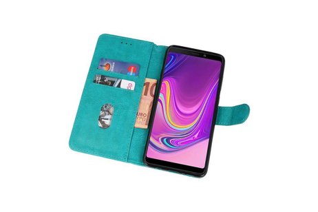 Samsung Galaxy A9 2018 Hoesje Kaarthouder Book Case Telefoonhoesje Groen