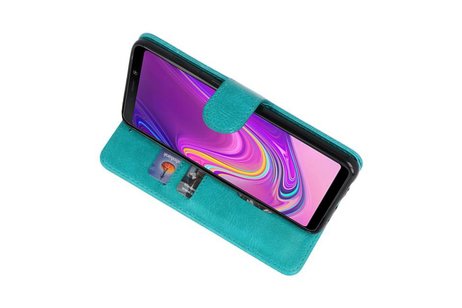 Samsung Galaxy A9 2018 Hoesje Kaarthouder Book Case Telefoonhoesje Groen