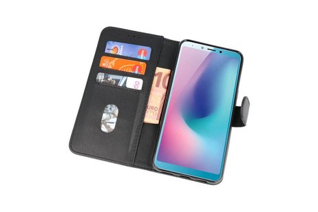 BAOHU Hoesje Geschikt voor Samsung Galaxy A6s - Kaarthouder Book Case Telefoonhoesje - Zwart