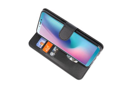 BAOHU Hoesje Geschikt voor Samsung Galaxy A6s - Kaarthouder Book Case Telefoonhoesje - Zwart