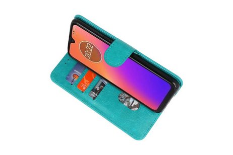 BAOHU Hoesje Geschikt voor Motorola Moto G7 - Kaarthouder Book Case Telefoonhoesje - Groen