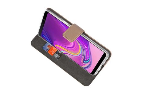 Booktype Telefoonhoesjes - Bookcase Hoesje - Wallet Case -  Geschikt voor Samsung Galaxy A9 2018 - Goud