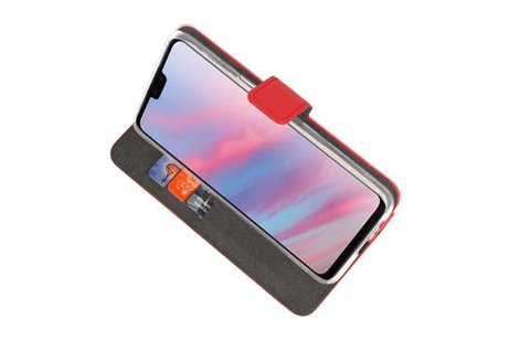 Booktype Telefoonhoesjes - Bookcase Hoesje - Wallet Case -  Geschikt voor Huawei Y9 2019 - Rood