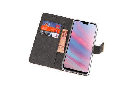 Booktype Telefoonhoesjes - Bookcase Hoesje - Wallet Case -  Geschikt voor Huawei Y9 2019 - Goud
